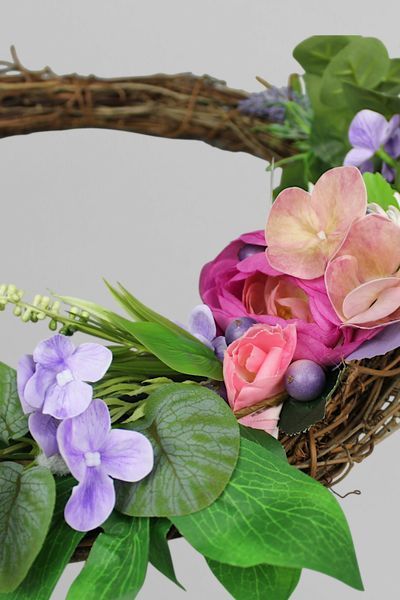 Декоративный венок из искусственных цветов, диаметр 35 см А840 фото